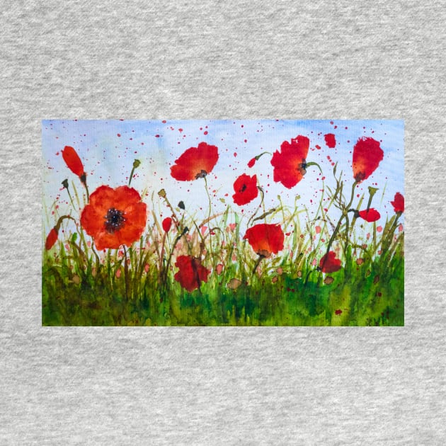 Poppy field watercolor by redwitchart